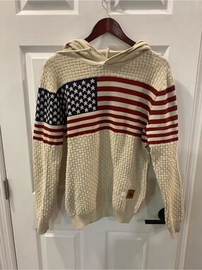 Men's Cream American Flag Hooded Sweater